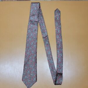 Classic Paisley Silk Necktie Men Burgundy Grey Formal Business Accessory
